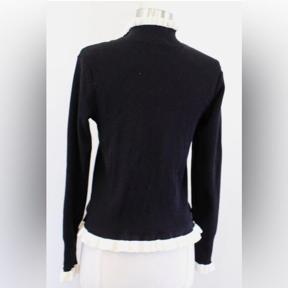 CABI Adorn Pullover Black Sweater with White Accents - Picture 6 of 15